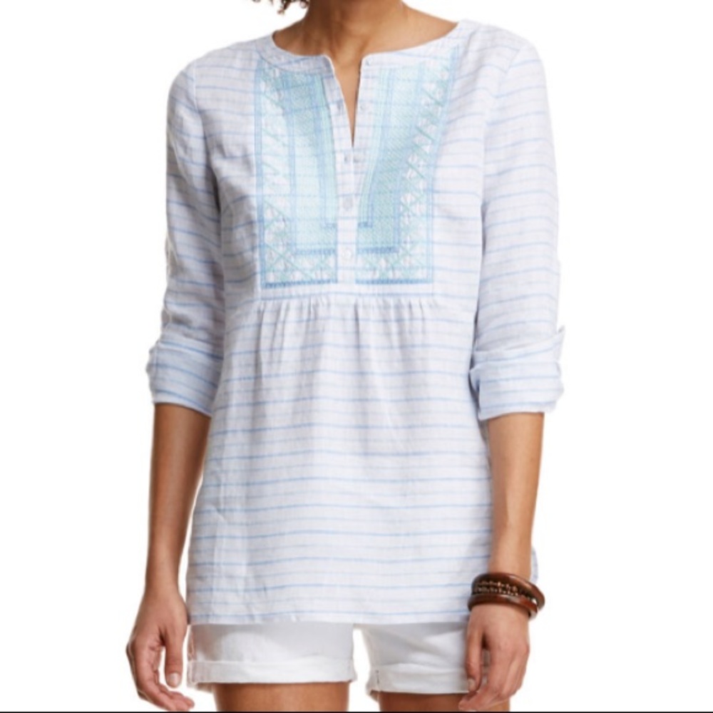 Stripe Embroidered Popover